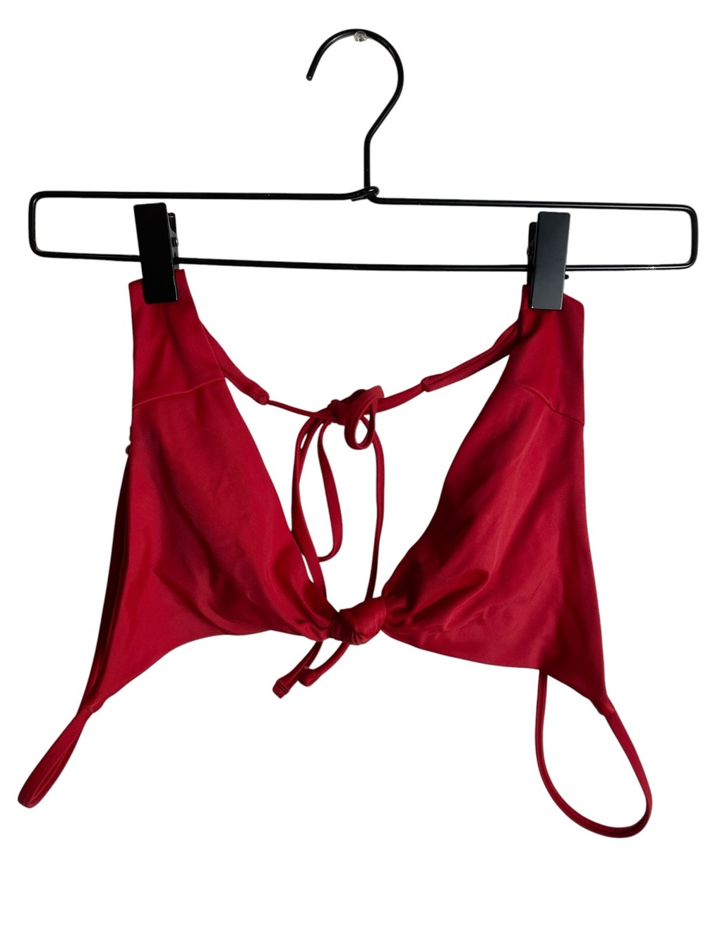 Quince Cherry Red Italian Front Tie Triangle Bikini Top
